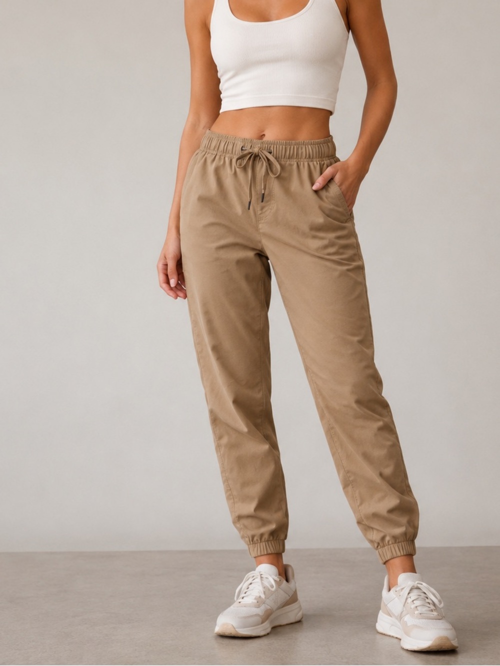 Freely Athleisure Jogger Pants Women’s Medium Tan Lightweight Travel Activewear